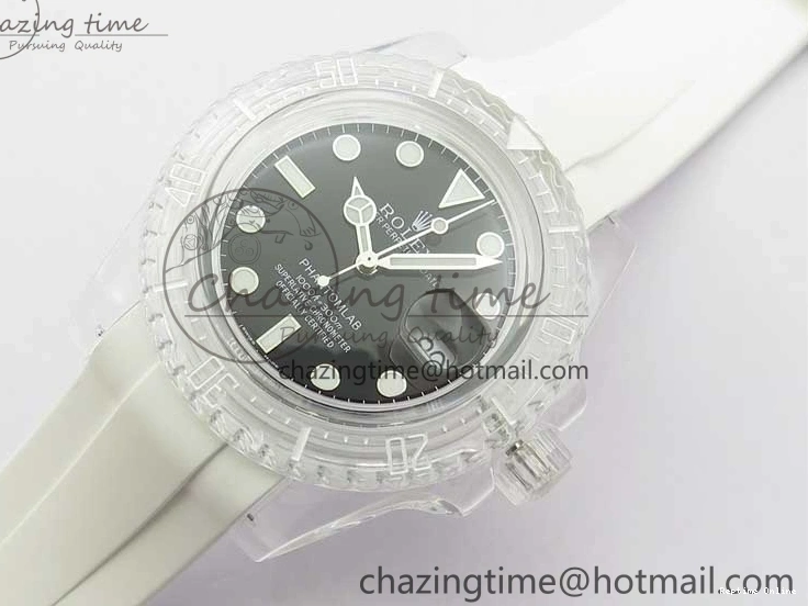 0112 Submariner Phantomlab Transparent KZF Best Edition Black Dial on White Rubber Strap VR StreetReady 2567